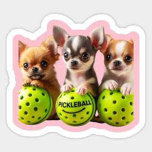 Pickleball Chihuahua Puppies Dog Lovers Sticker